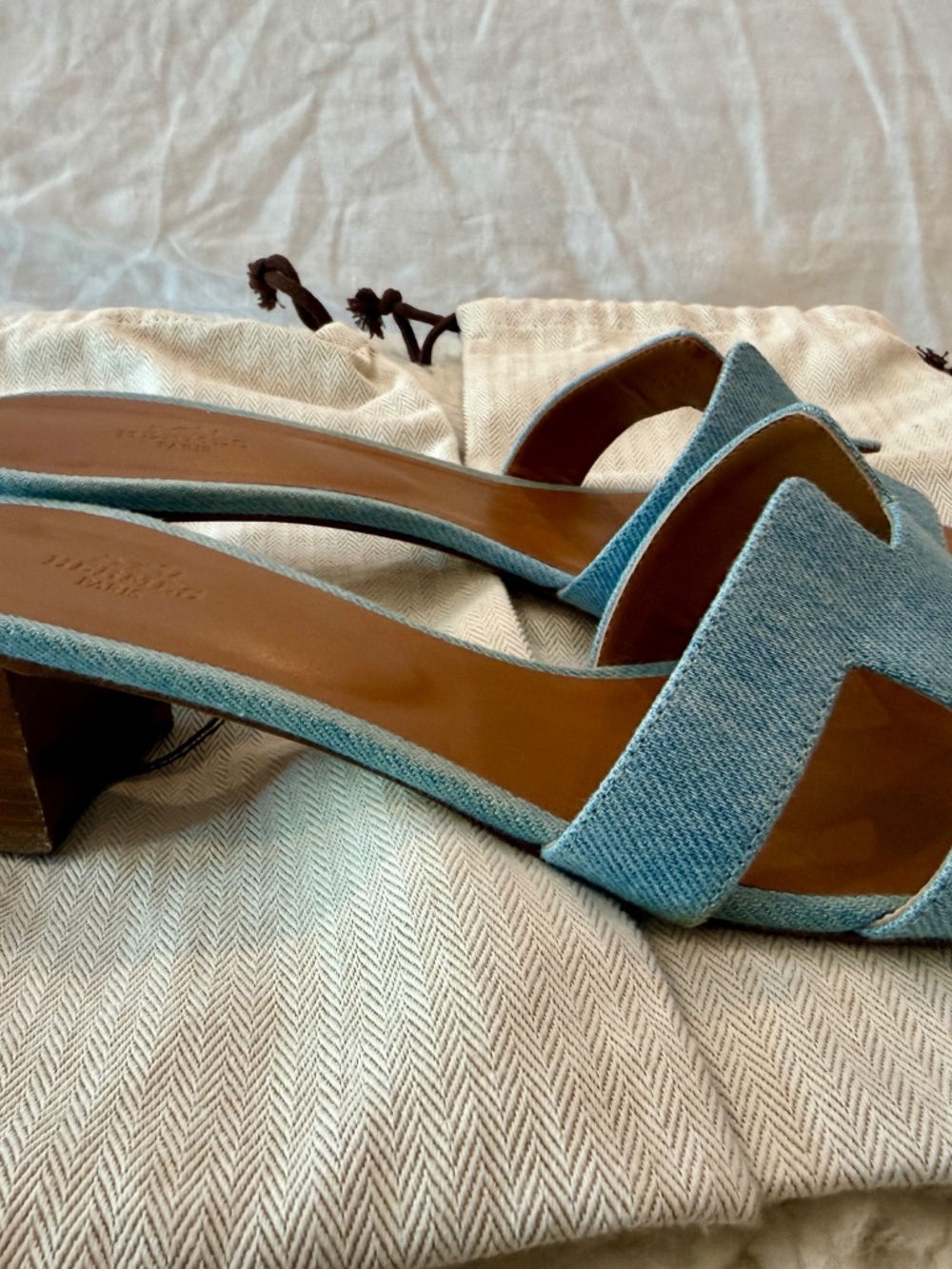 Hermes Oasis Sandals Denim SZ 40.5 - Picture 3 of 5